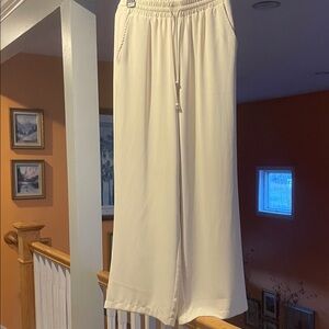 MELLODAY Cream Wide-Leg Drawstring Pants